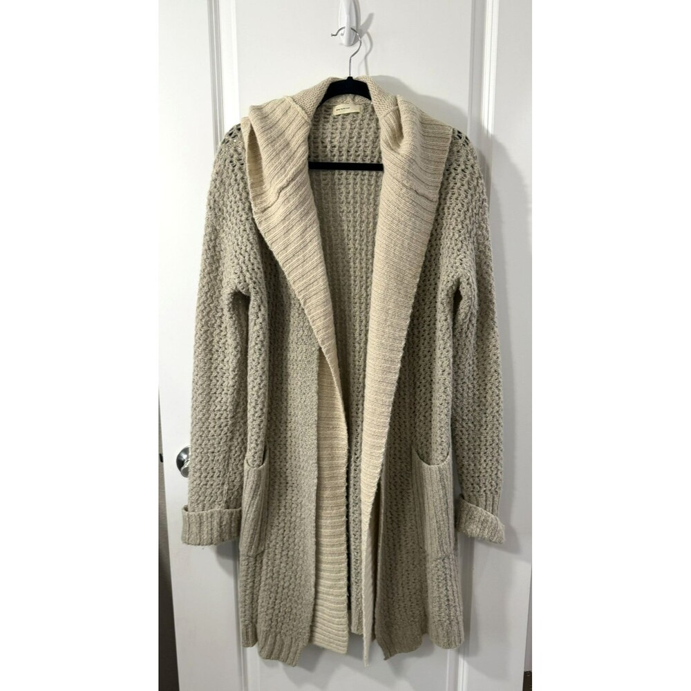 Anthropologie Sleeping On Snow Cardigan Sweater S Long 2 tone warm Wool Blend